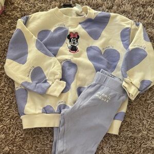 Zara Minnie Mouse Heart Sweater and Leggings Set